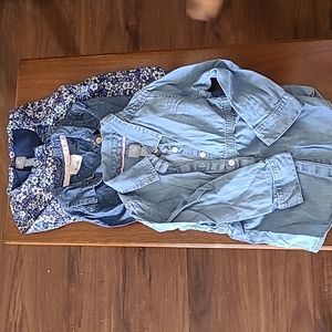 Bundle of 3 long sleeve chambray and poplin shirts
